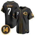 Seanshop C.Reds #7 Spencer Steer Player Black-Gold Vapor Premier Limited Home Stitched Jerseys