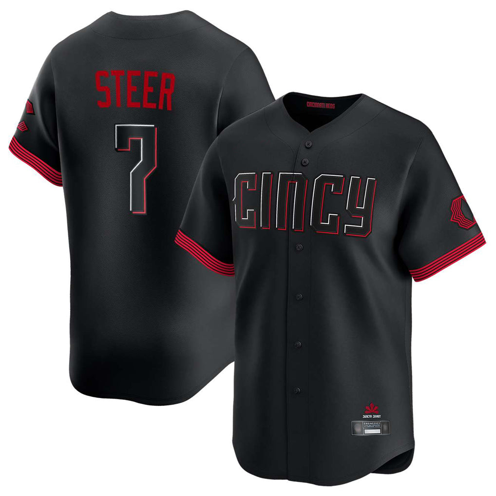 Seanshop C.Reds #7 Spencer Steer Player Black City Connect Home Limited Stitched Jerseys