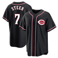 Seanshop C.Reds #7 Spencer Steer Player Black Fashion Out Home Game Stitched Jerseys