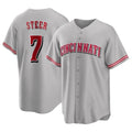 Seanshop C.Reds #7 Spencer Steer Player Gray Home Game Stitched Jerseys