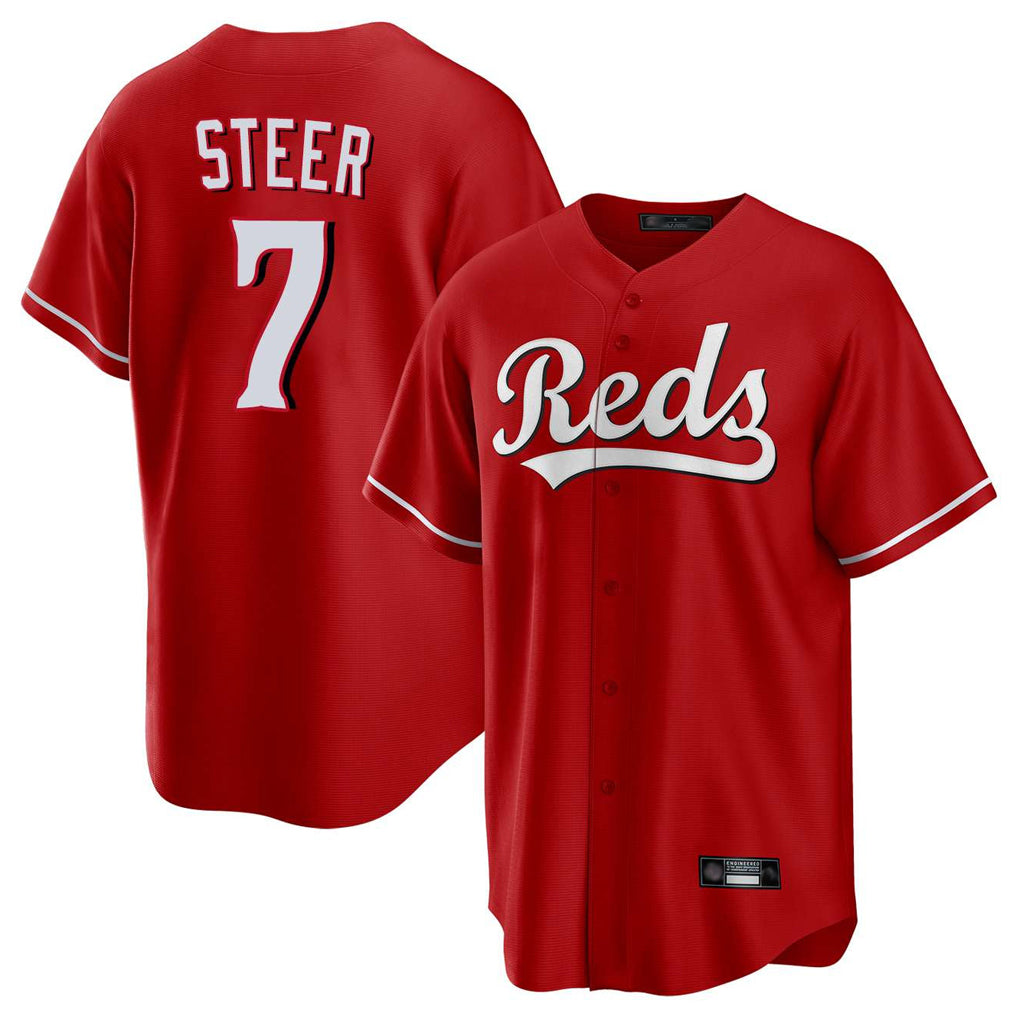 Seanshop C.Reds #7 Spencer Steer Player Red Home Game Stitched Jerseys