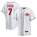 Seanshop C.Reds #7 Spencer Steer Player White Game Home Stitched Jerseys