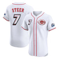 Seanshop C.Reds #7 Spencer Steer Player White Speedway Classic Limited Elite Home Stitched Jerseys