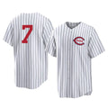 Seanshop C.Reds #7 Spencer Steer Player White Stripe Field of Dreams Game Home Stitched Jerseys
