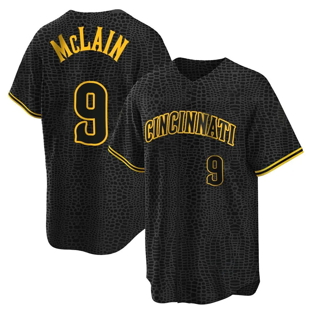 Seanshop C.Reds #9 Matt McLain Player Black Snake Skin City Home Stitched Jerseys