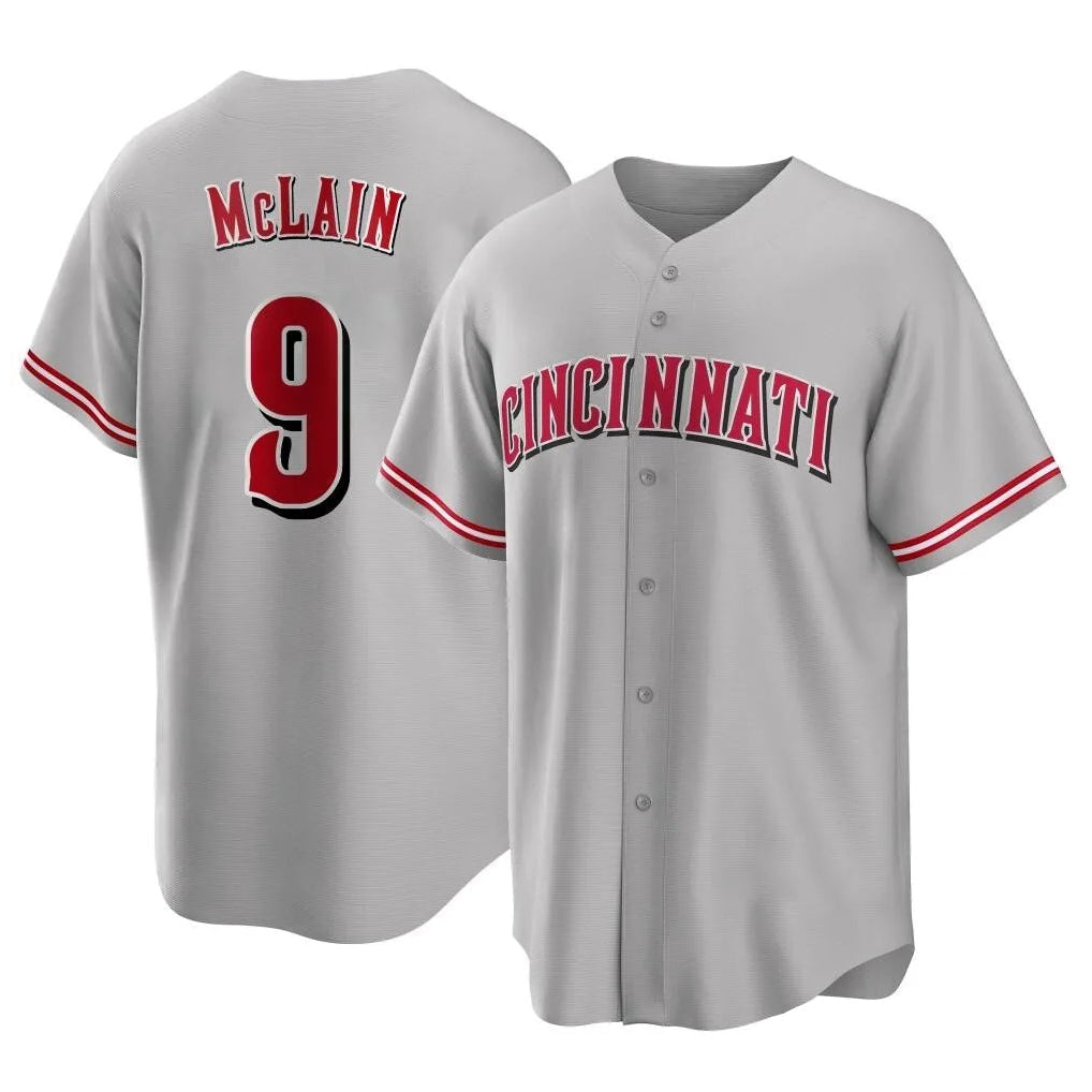 Seanshop C.Reds #9 Matt McLain Player Gray Home Game Stitched Jerseys