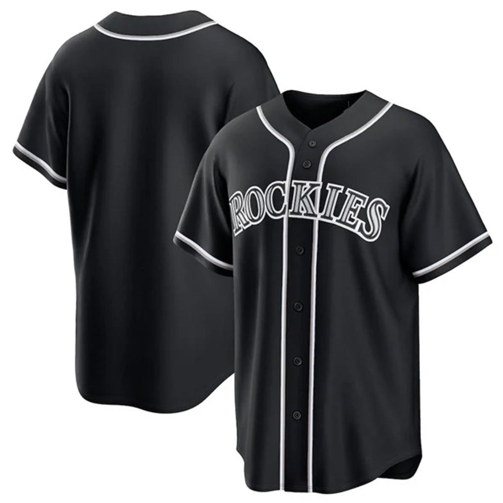 Seanshop C.Rockies Black Fashion Out Home Game Blank Player Stitched Jerseys