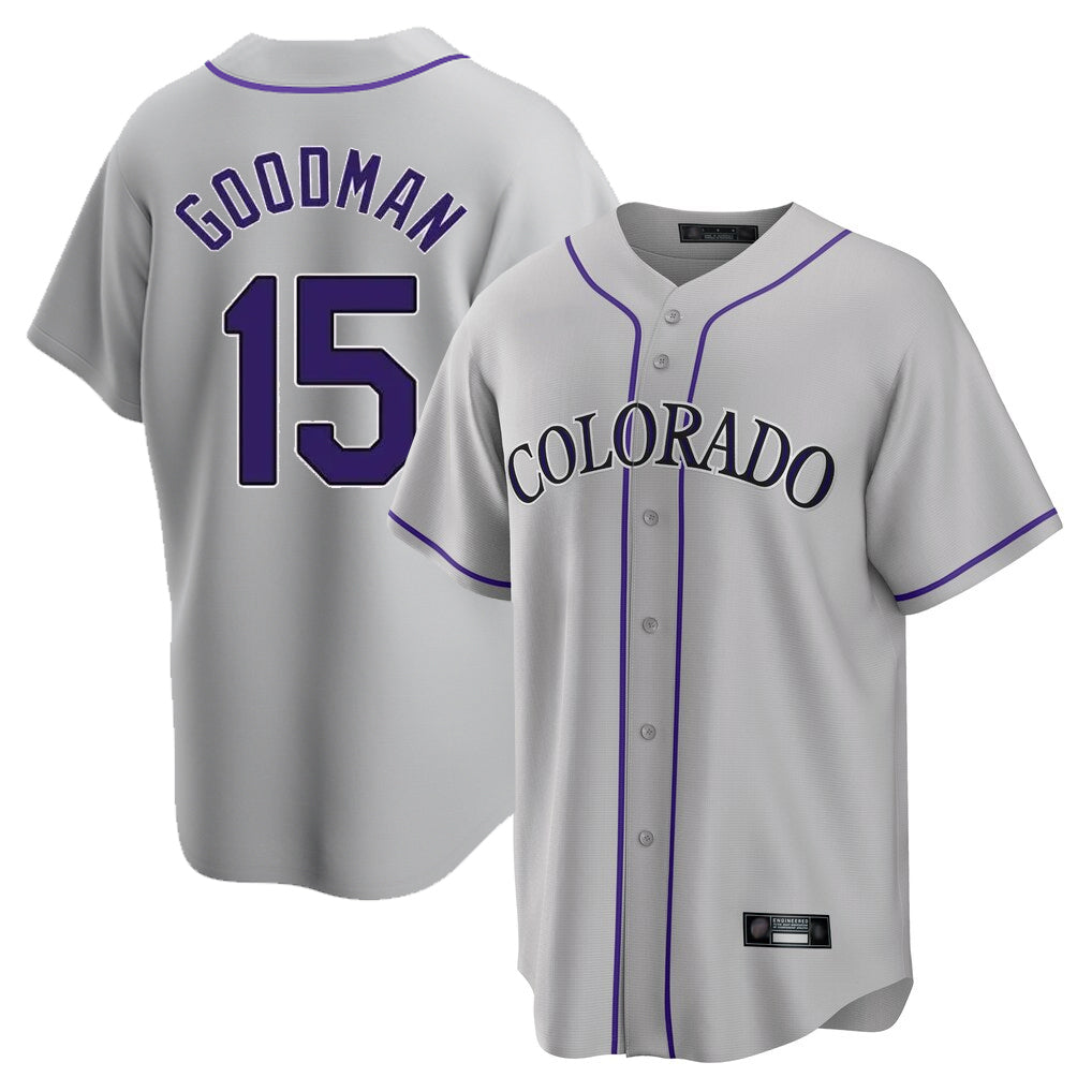 Seanshop C.Rockies #15 Hunter Goodman Player Gray Game Home Stitched Jerseys