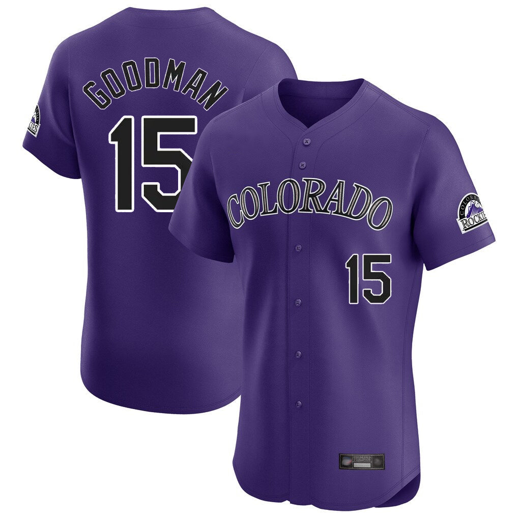 Seanshop C.Rockies #15 Hunter Goodman Player Purple Limited Elite Home Stitched Jerseys