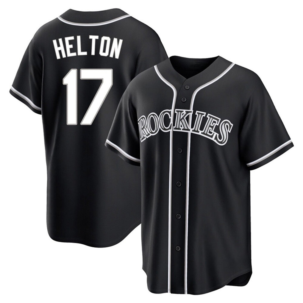 Seanshop C.Rockies #17 Todd Helton Player Black Fashion Out Home Game Stitched Jerseys