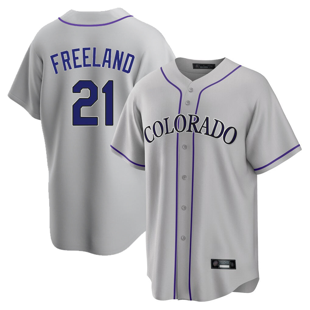 Seanshop C.Rockies #21 Kyle Freeland Player Gray Game Home Stitched Jerseys
