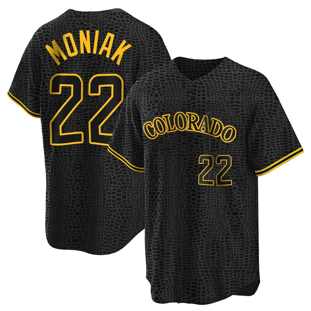 Seanshop C.Rockies #22 Mickey Moniak Player Black Snake Skin City Home Game Stitched Jerseys