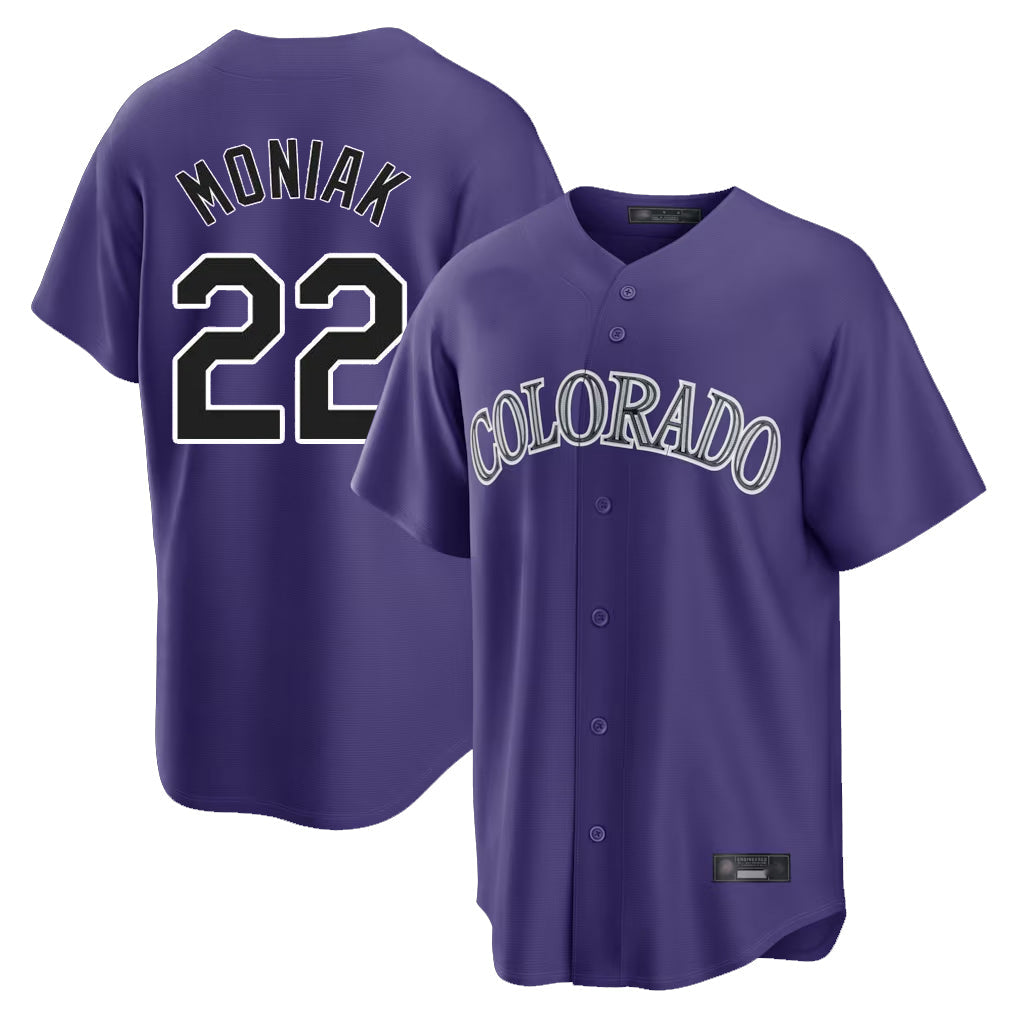 Seanshop C.Rockies #22 Mickey Moniak Player Purple Game Home Stitched Jerseys