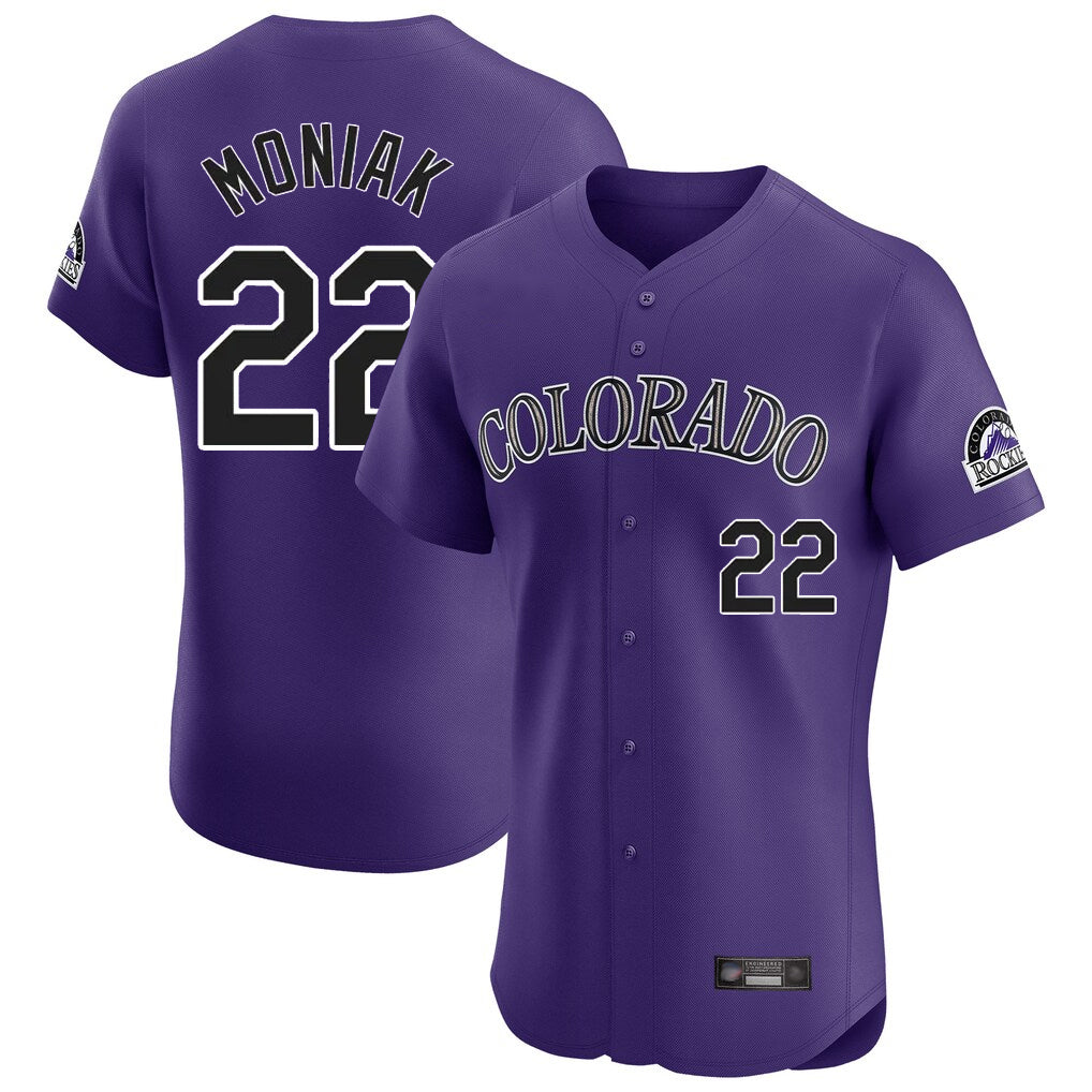 Seanshop C.Rockies #22 Mickey Moniak Player Purple Limited Elite Home Stitched Jerseys