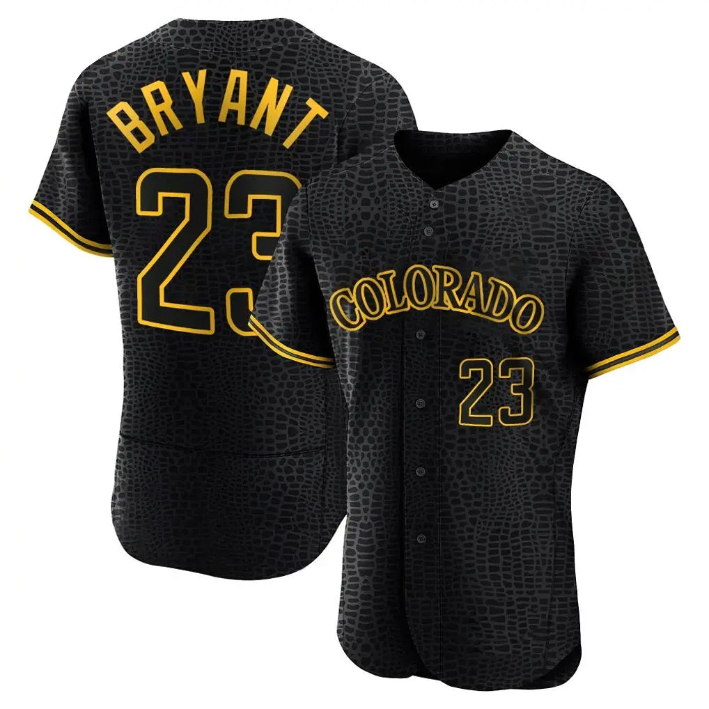 Seanshop C.Rockies #23 Kris Bryant Player Black Snake Skin City Limited Elite Home Stitched Jerseys