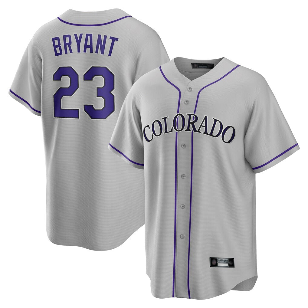Seanshop C.Rockies #23 Kris Bryant Player Gray Game Home Stitched Jerseys