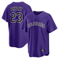 Seanshop C.Rockies #23 Kris Bryant Player Purple Game Home Stitched Jerseys