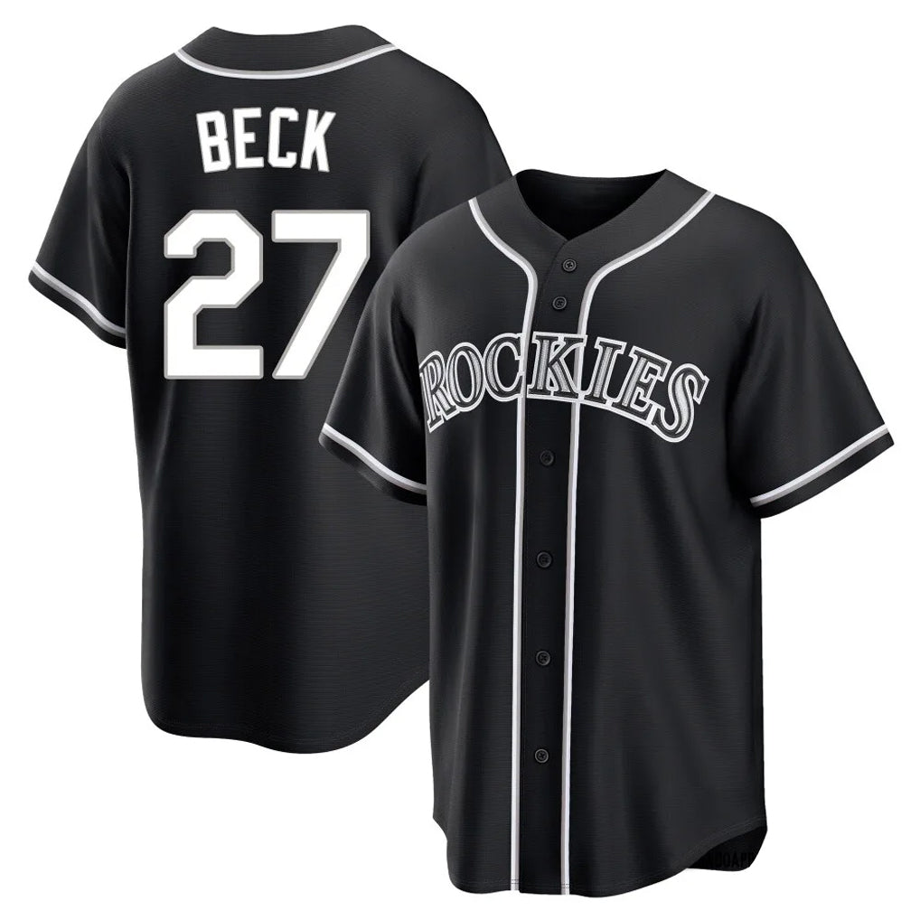 Seanshop C.Rockies #27 Jordan Beck Player Black Fashion Out Home Game Stitched Jerseys