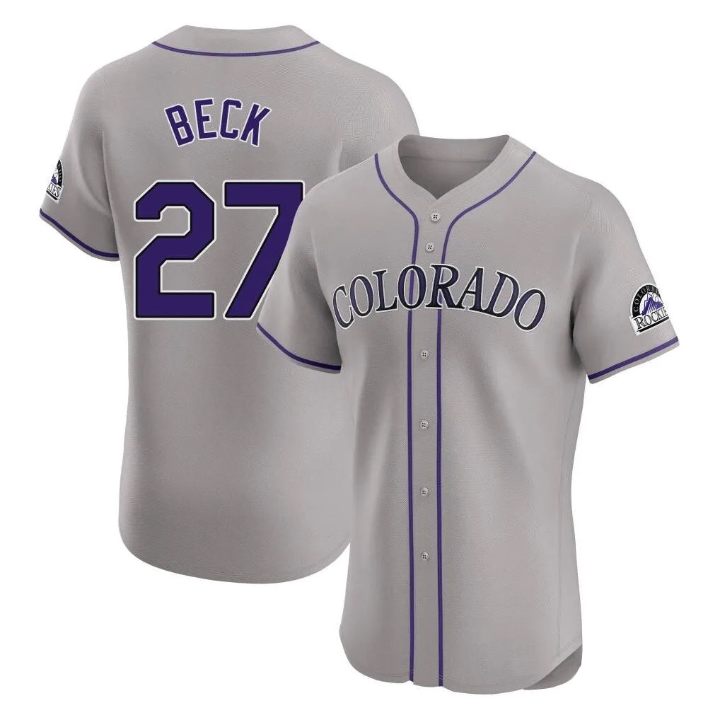 Seanshop C.Rockies #27 Jordan Beck Player Gray Limited Elite Home Stitched Jerseys