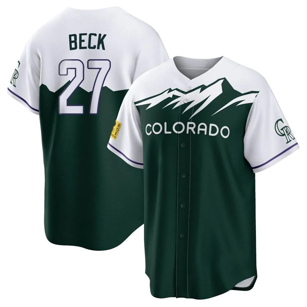 Seanshop C.Rockies #27 Jordan Beck Player Green City Connect Home Game Stitched Jerseys