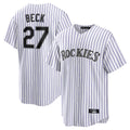 Seanshop C.Rockies #27 Jordan Beck Player White Game Home Stitched Jerseys