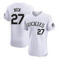 Seanshop C.Rockies #27 Jordan Beck Player White Limited Elite Home Stitched Jerseys