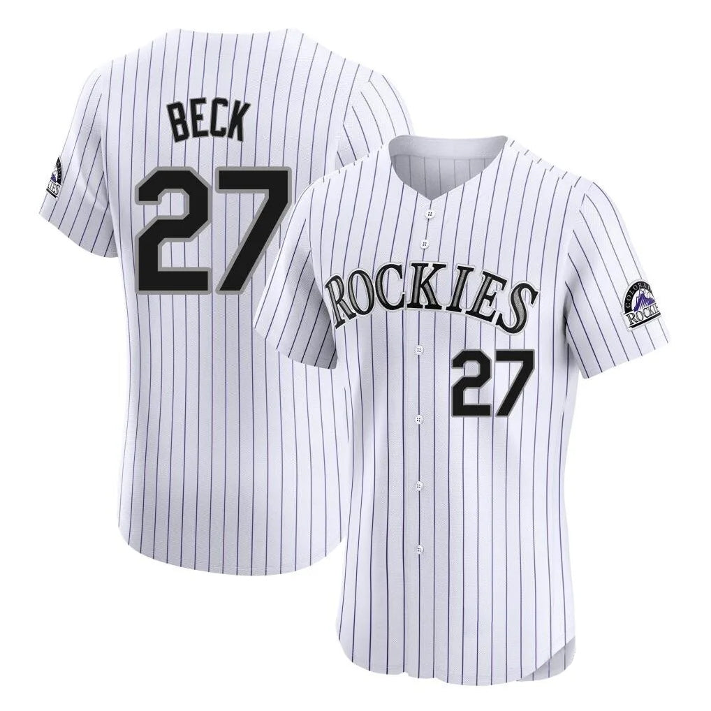 Seanshop C.Rockies #27 Jordan Beck Player White Limited Elite Home Stitched Jerseys