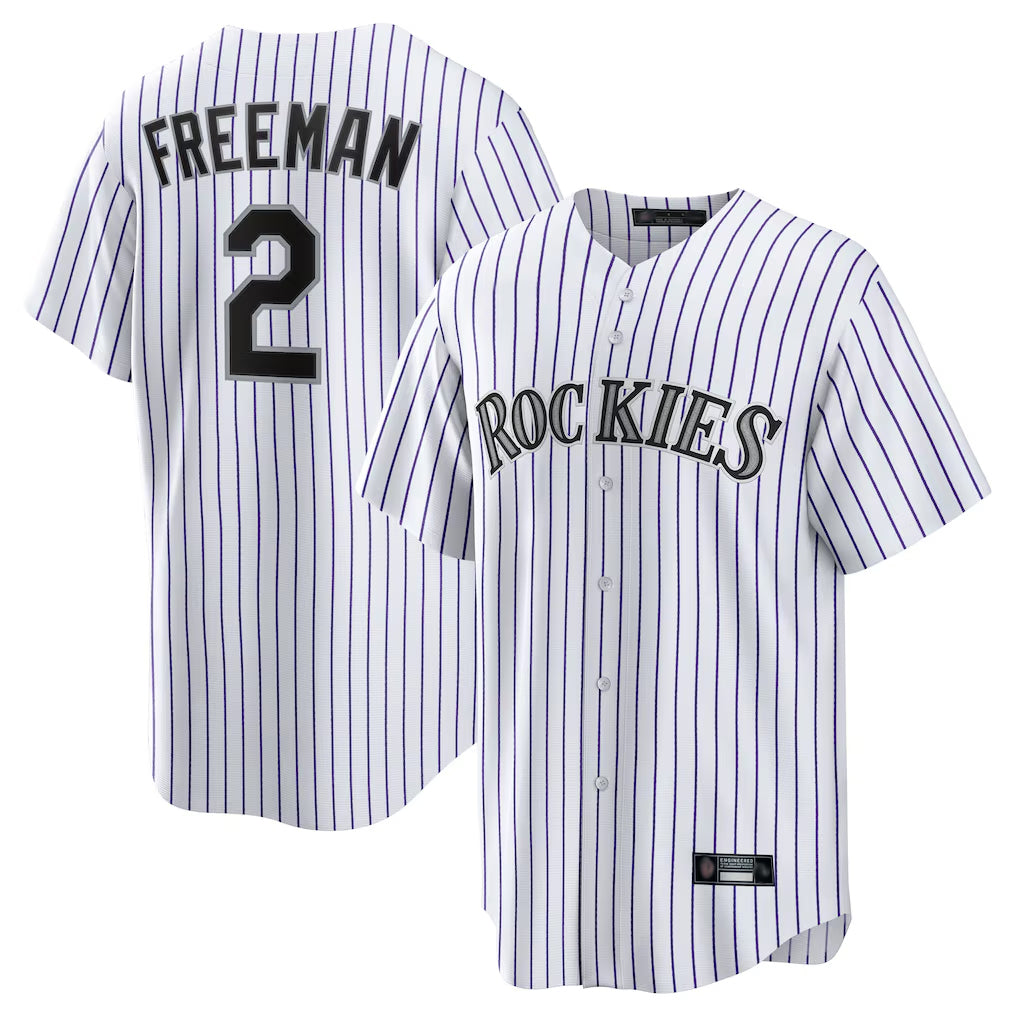 Seanshop C.Rockies #2 Tyler Freeman Player White Game Home Stitched Jerseys