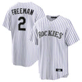 Seanshop C.Rockies #2 Tyler Freeman Player White Game Home Stitched Jerseys