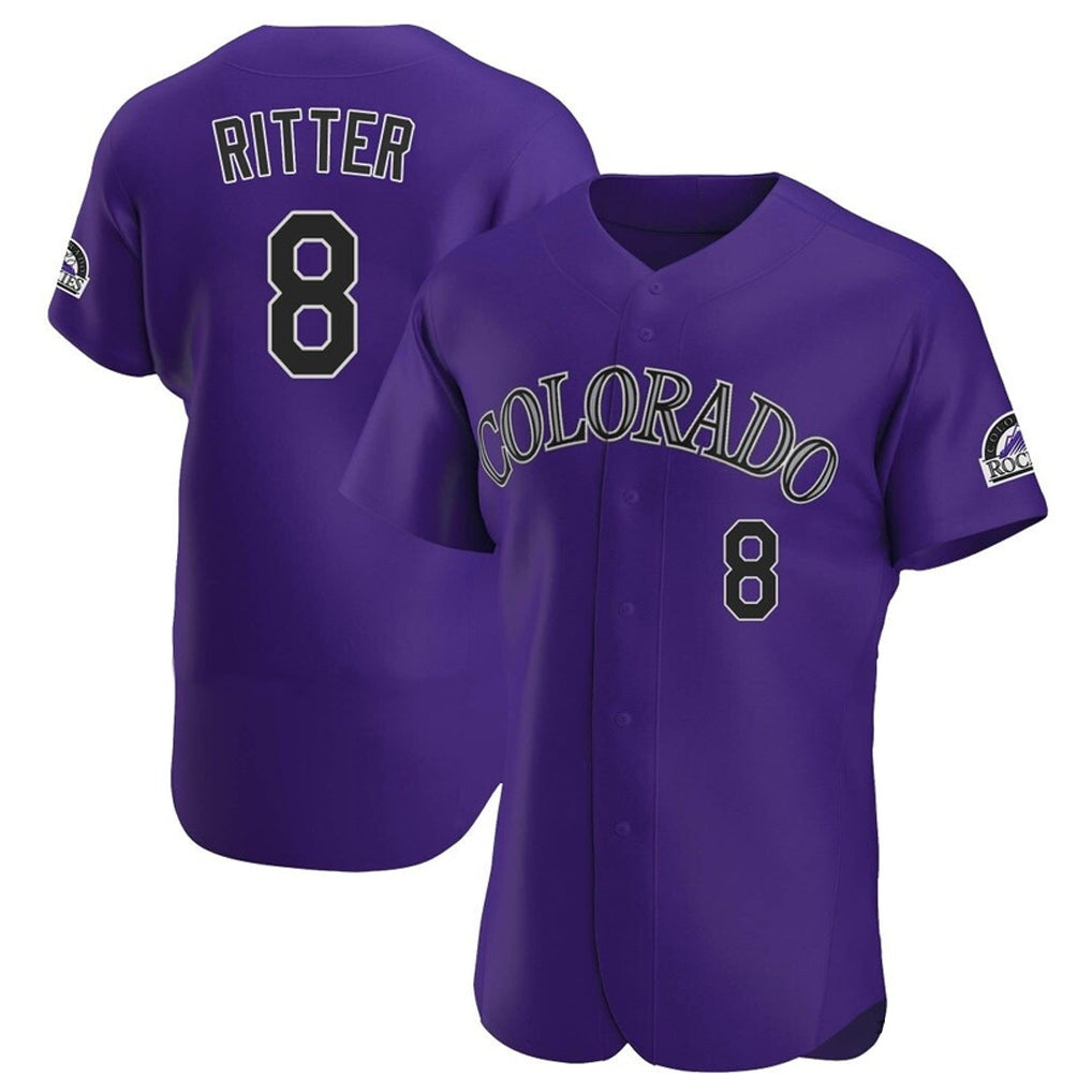 Seanshop C.Rockies #8 Ryan Ritter Player Purple Limited Elite Home Stitched Jerseys
