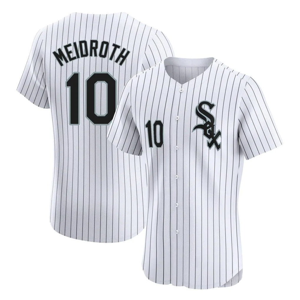 Seanshop C.White Sox #10 Chase Meidroth Player White Stripe Limited Elite Home Stitched Jerseys