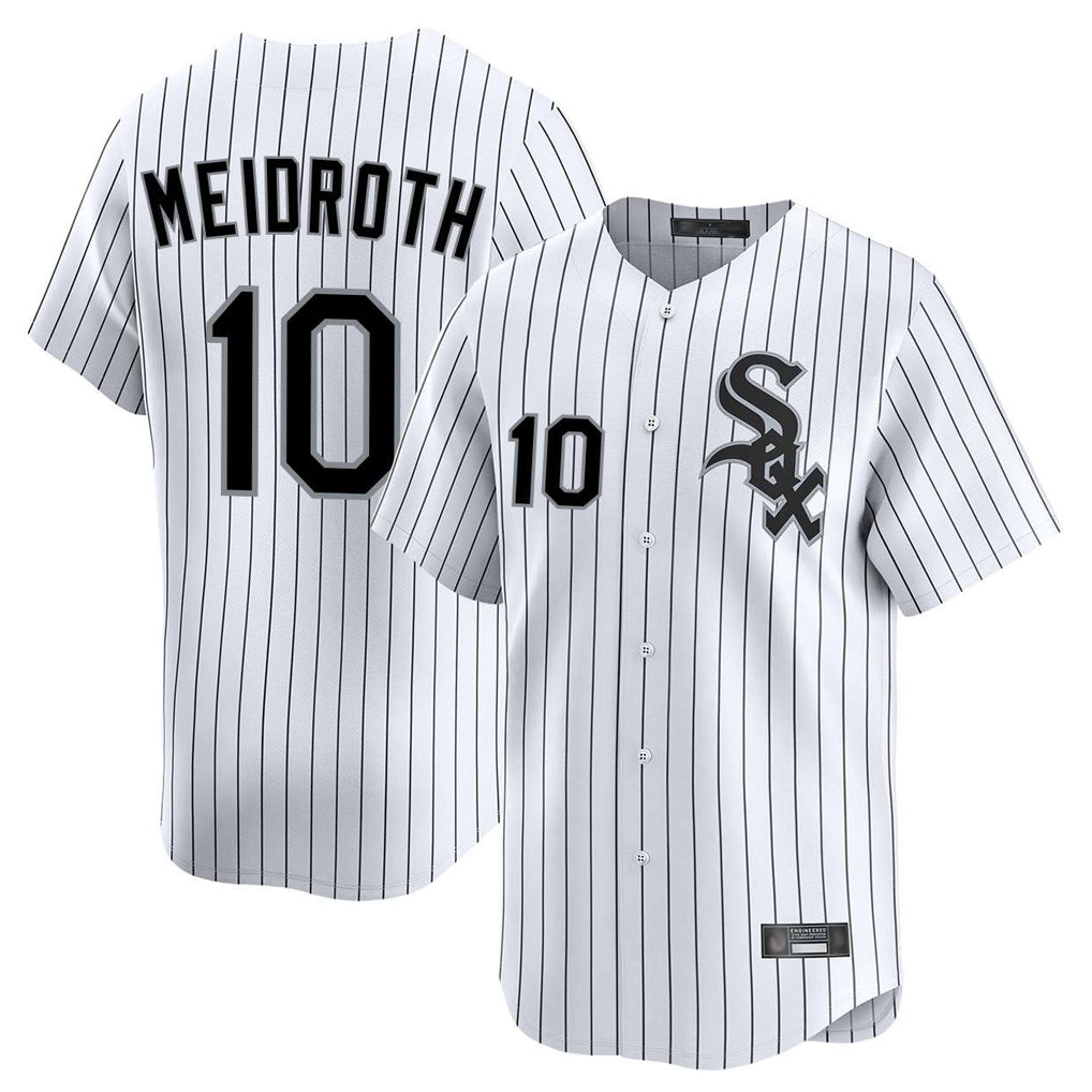 Seanshop C.White Sox #10 Chase Meidroth Player White Stripe Limited Home Stitched Jerseys
