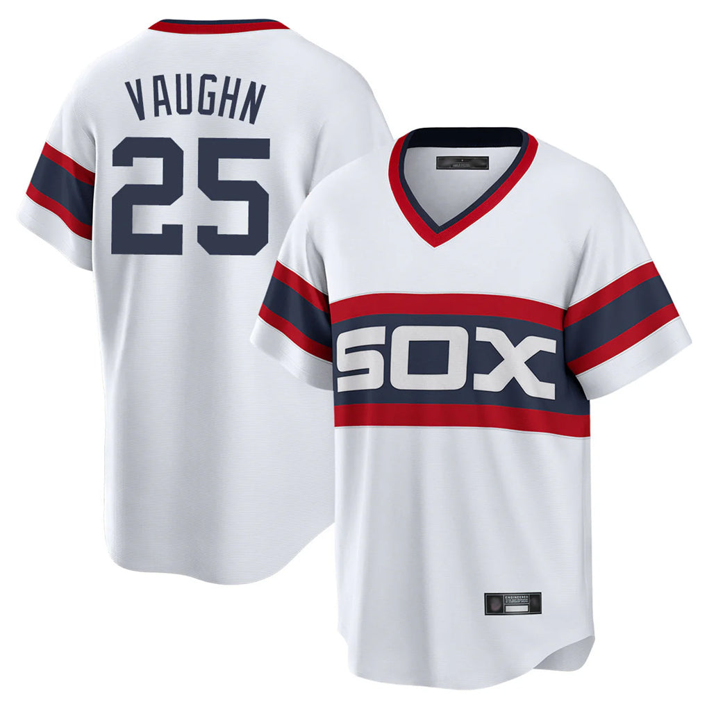 Seanshop C.White Sox #25 Andrew Vaughn Player White Stripe Limited Home Stitched Jerseys
