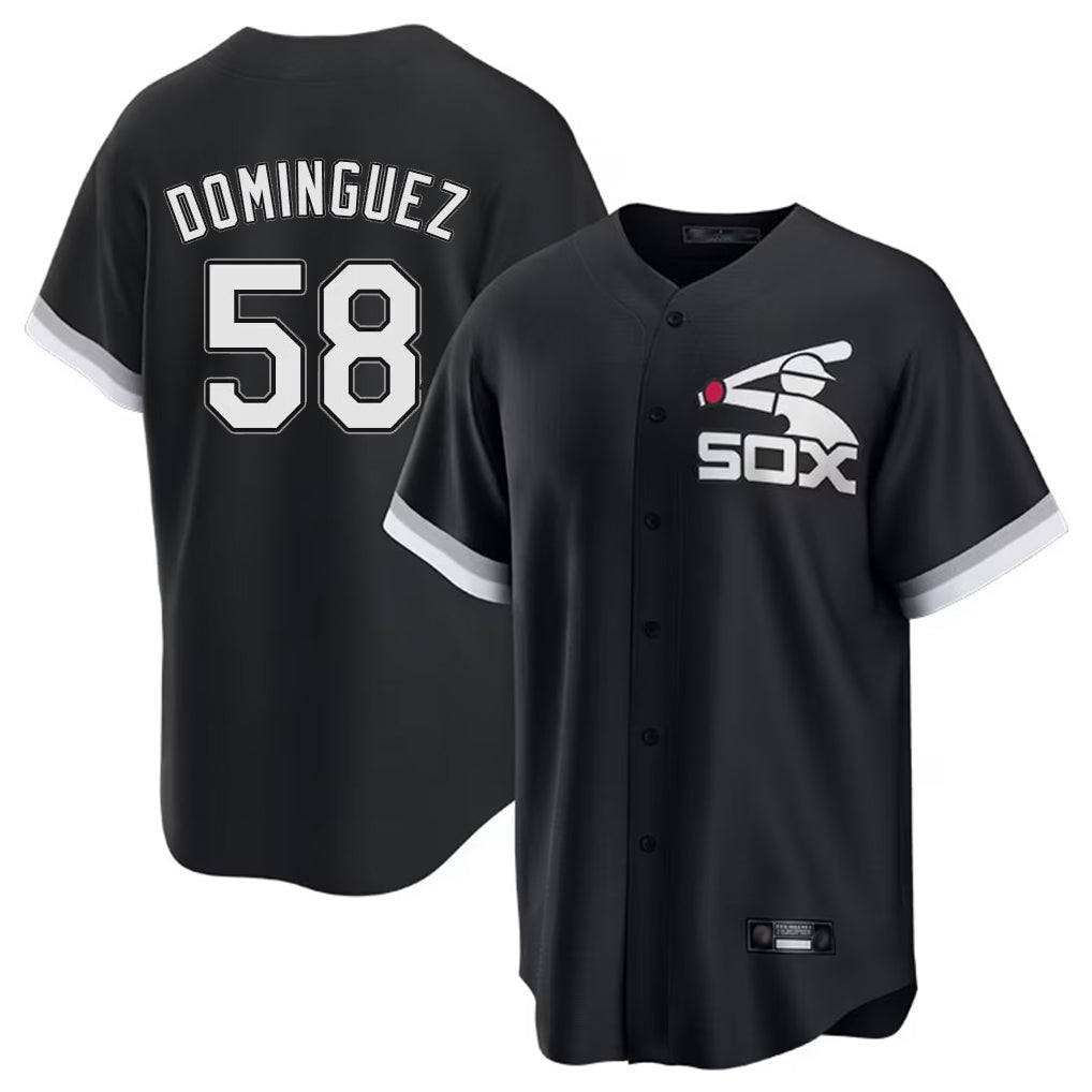 Seanshop C.White Sox #58 Seranthony Dom¨ªnguez Player Black Spring Training Game Stitched Jerseys