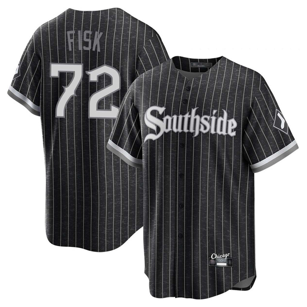 Seanshop C.White Sox #72 Carlton Fisk Player Black City Connect Home Game Stitched Jerseys