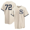 Seanshop C.White Sox #72 Carlton Fisk Player Cream Field of Dreams Home Game Stitched Jerseys