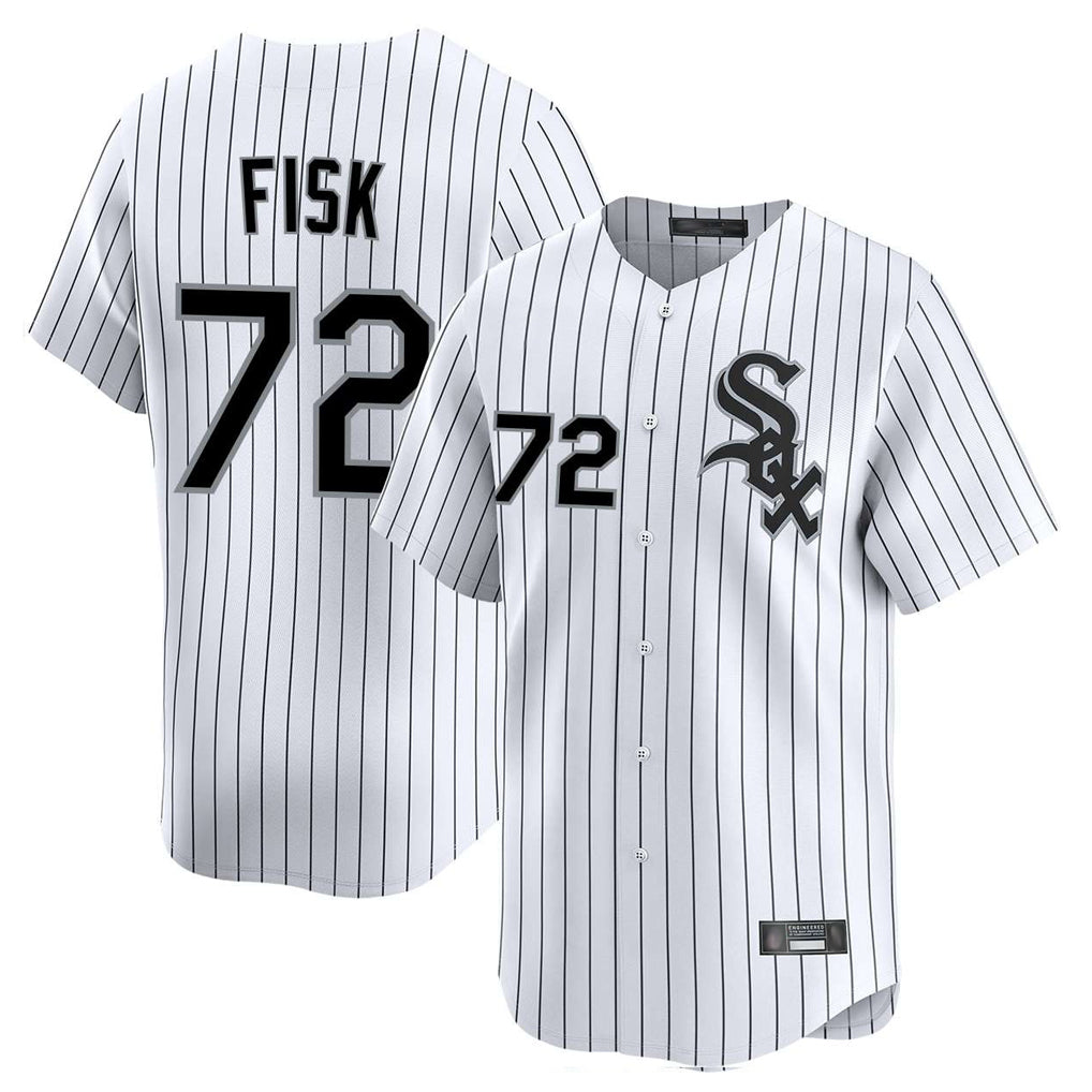 Seanshop C.White Sox #72 Carlton Fisk Player White Stripe Limited Home Stitched Jerseys