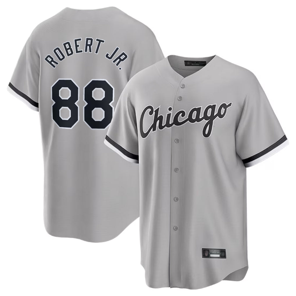 Seanshop C.White Sox #88 Luis Robert Jr Player Gray Home Game Stitched Jerseys
