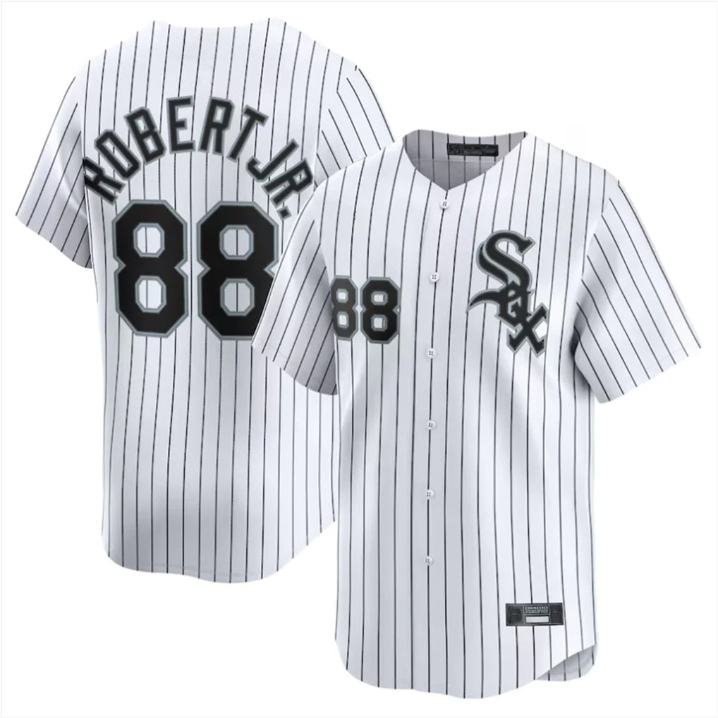 Seanshop C.White Sox #88 Luis Robert Jr Player White Stripe Limited Home Stitched Jerseys