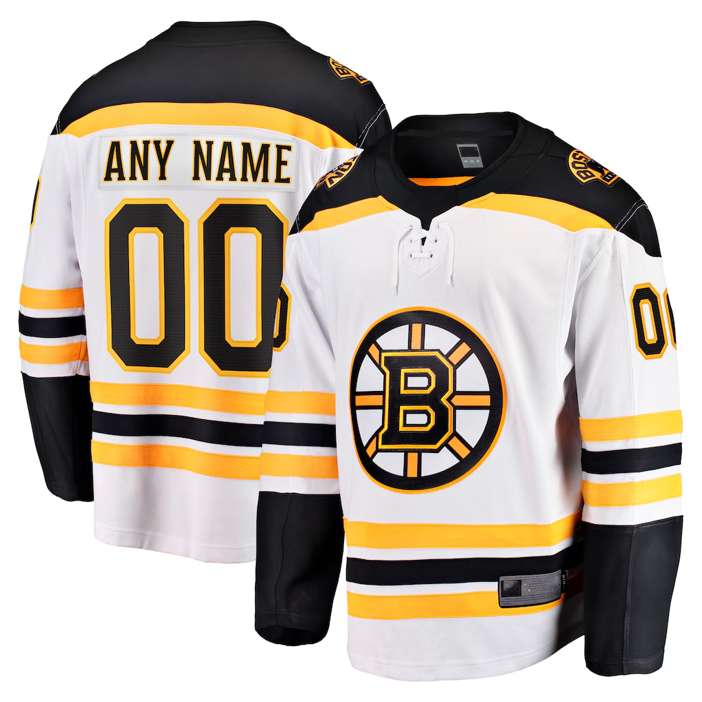 Seanshop Custom B.Bruins White Away Breakaway Stitched Jerseys
