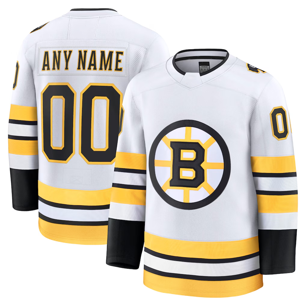 Seanshop Custom B.Bruins White Away Premium Stitched Jerseys