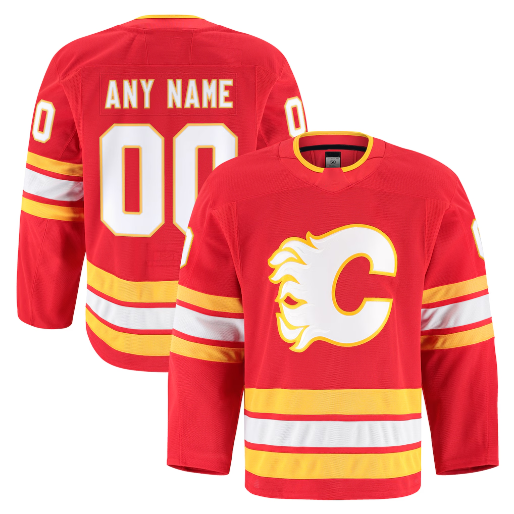 Seanshop Custom C.Flames Red Home Authentic Pro Jerseys
