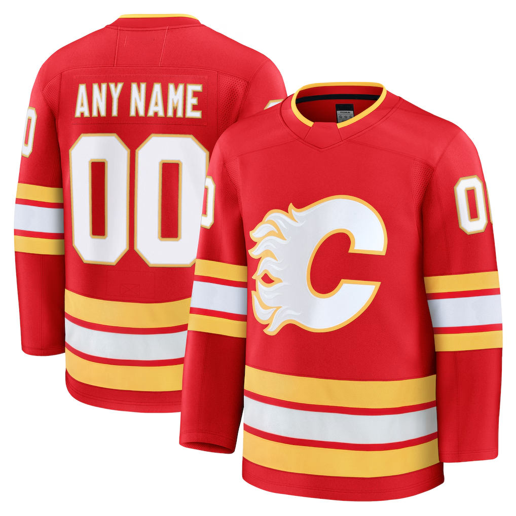 Seanshop Custom C.Flames Red Home Premium Jerseys