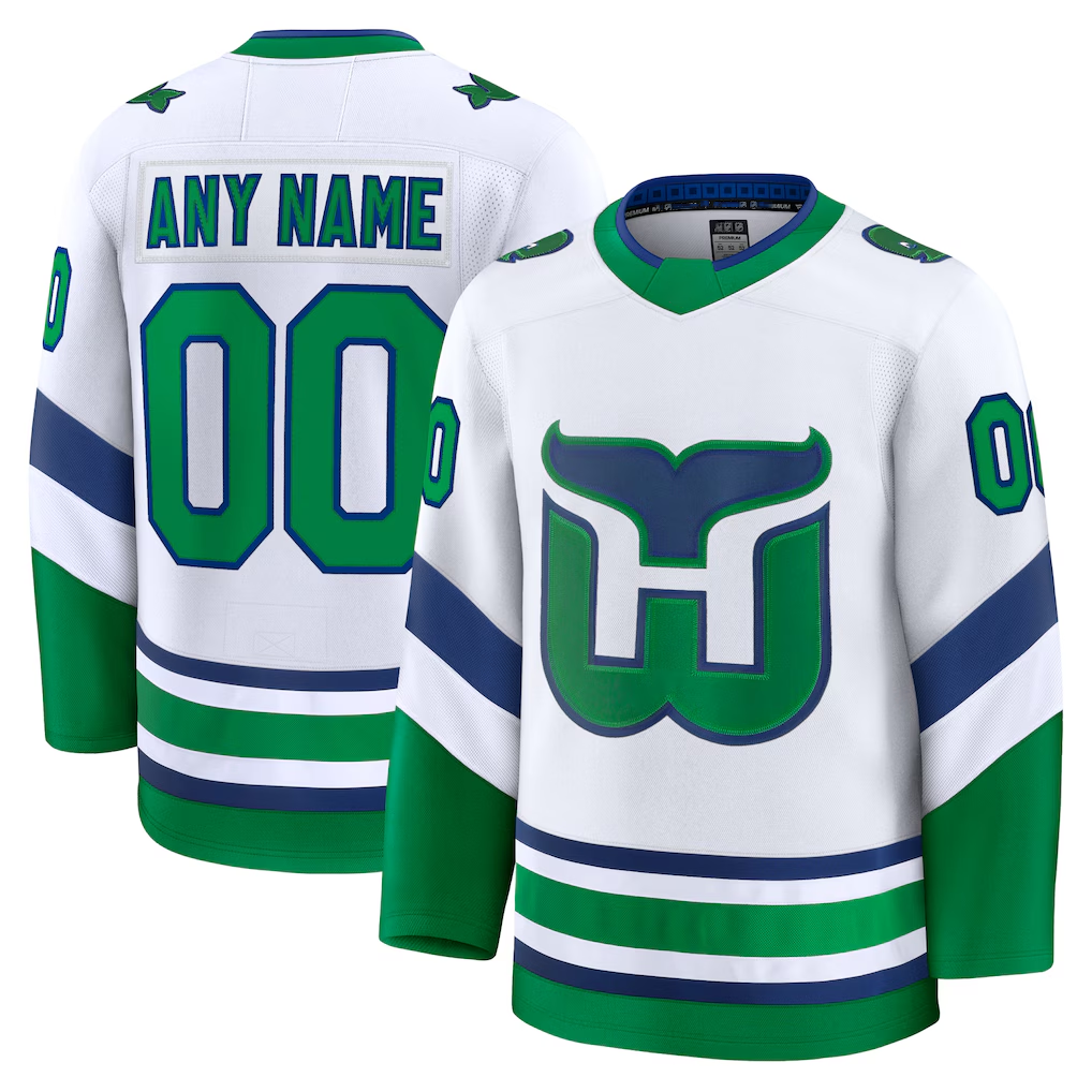 Seanshop Custom C.Hurricanes White Throwback Premium Stitched Jerseys