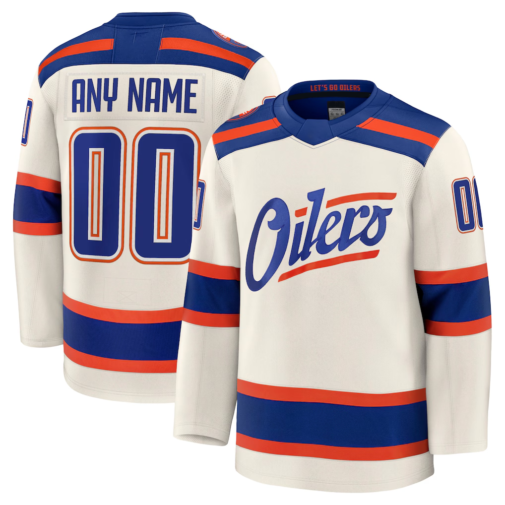 Seanshop Custom E.Oilers Light Beige Alternate Premium Jerseys