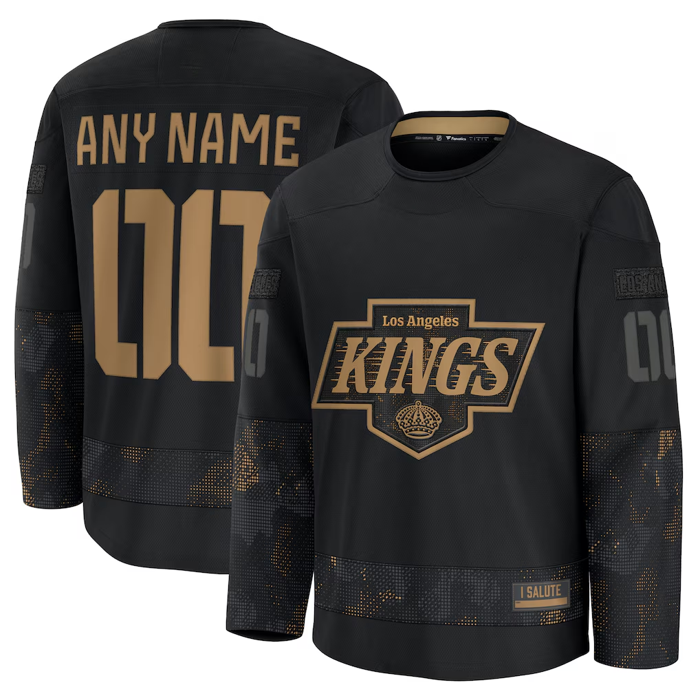 Seanshop Custom LA.Kings Black 2024 Military Appreciation Practice Jerseys