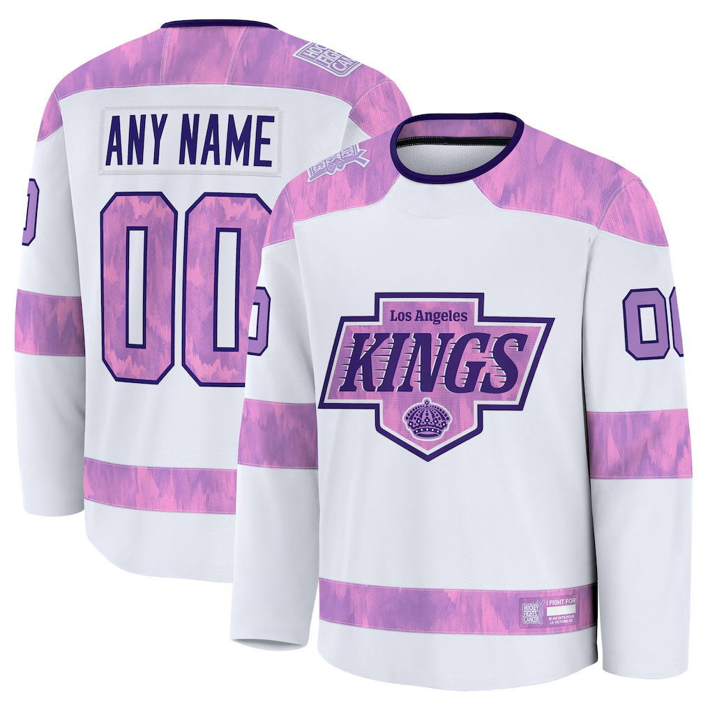Seanshop Custom LA.Kings White 2024 Hockey Fights Cancer Practice Jerseys