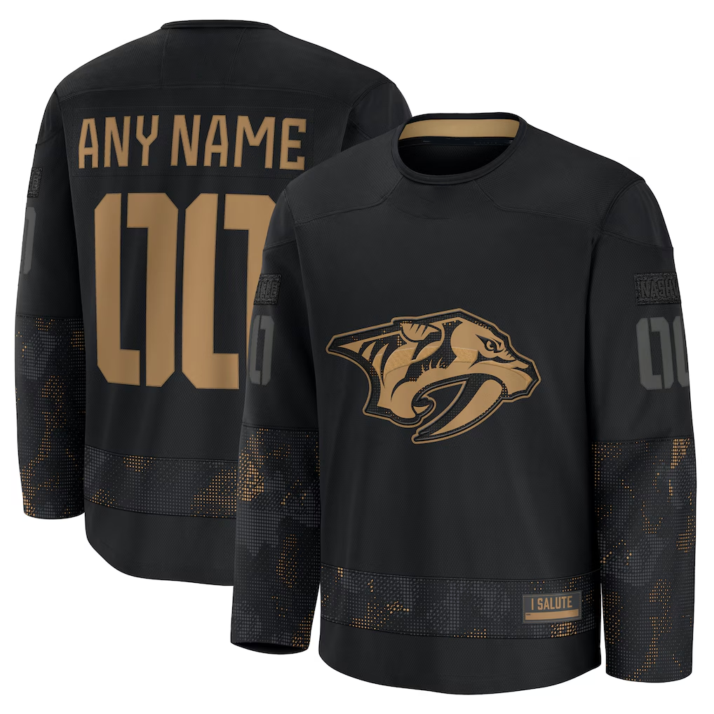 Seanshop Custom N.Predators Black 2024 Military Appreciation Practice Jerseys