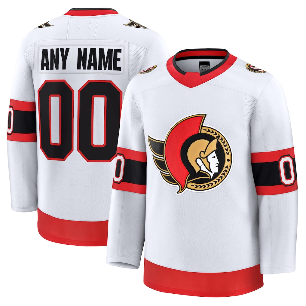Seanshop Custom O.Senators White Away Premium Jerseys
