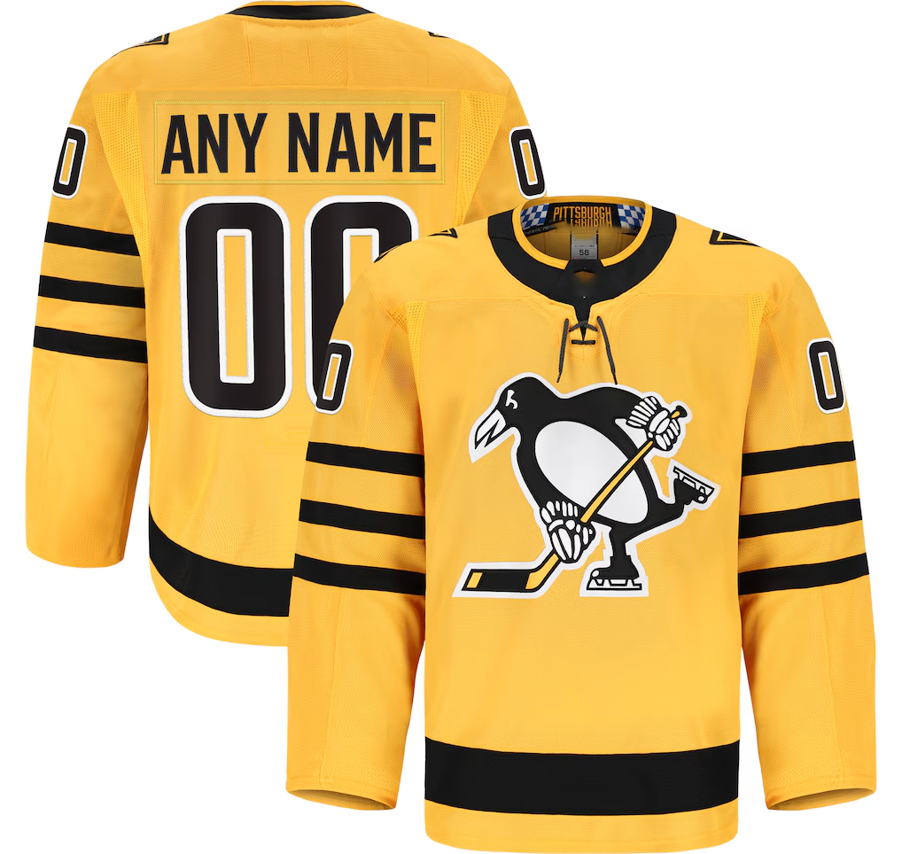 Seanshop Custom P.Penguins Gold Alternate Authentic Pro Jerseys